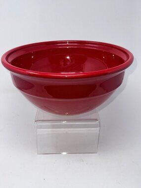 Emile Henry Red Mixing Bowl 12.2 In Diameter Ceramic France Unglazed Base-READ